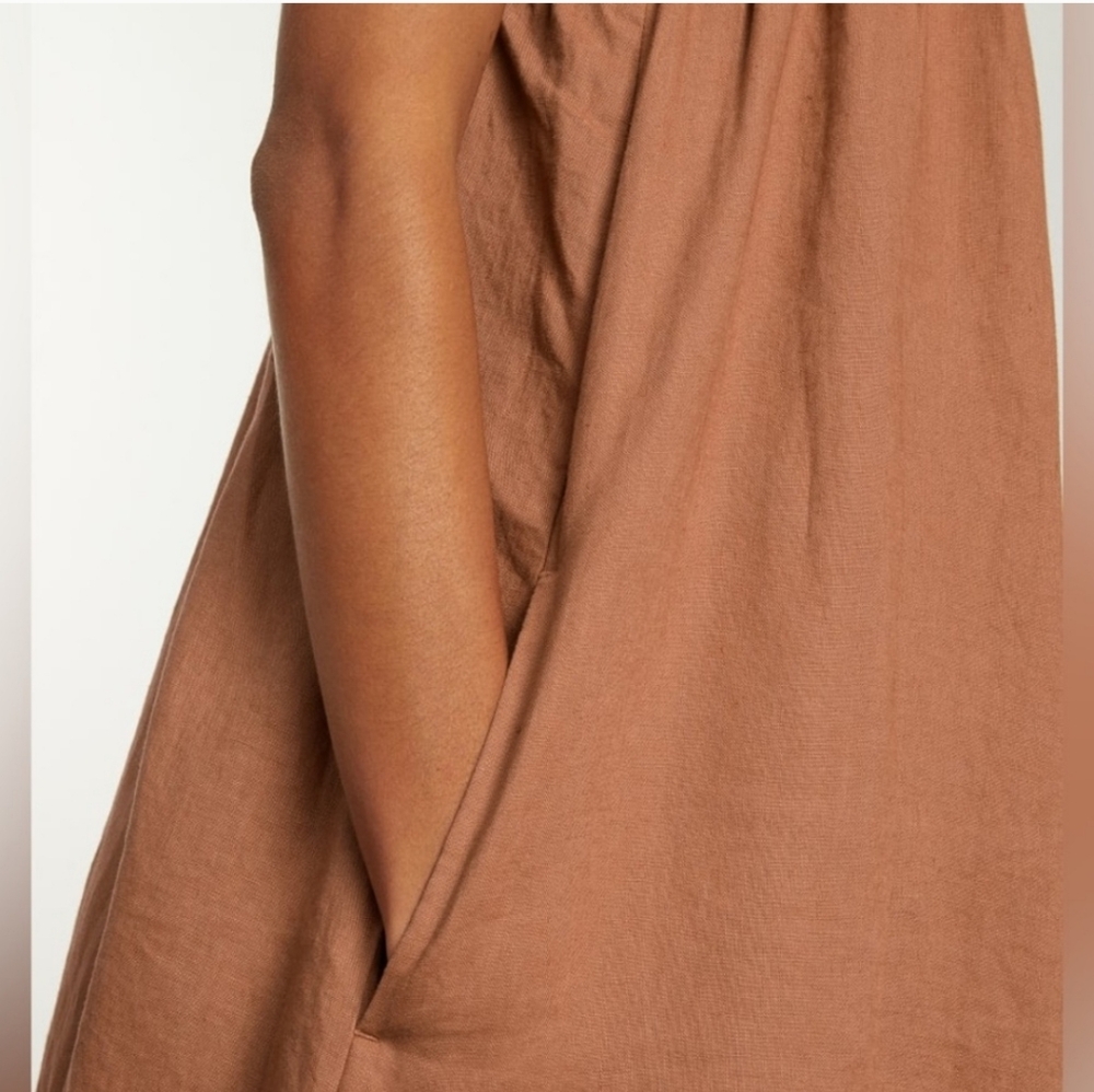 Everlane The Smocked Linen Dress Size XS Light Brown - Picture 5 of 14